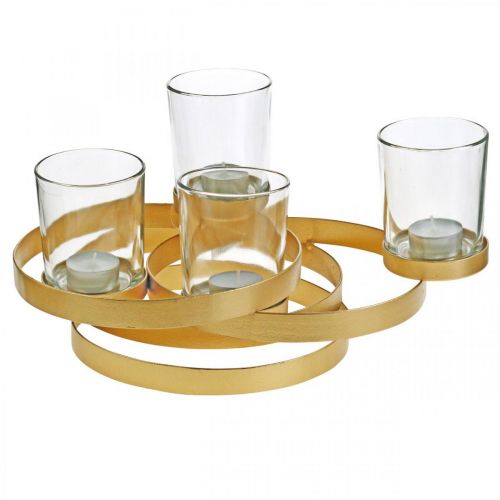 Adventskerzenhalter Metall Rund Golden mit 4 Gläsern 34×26×18cm