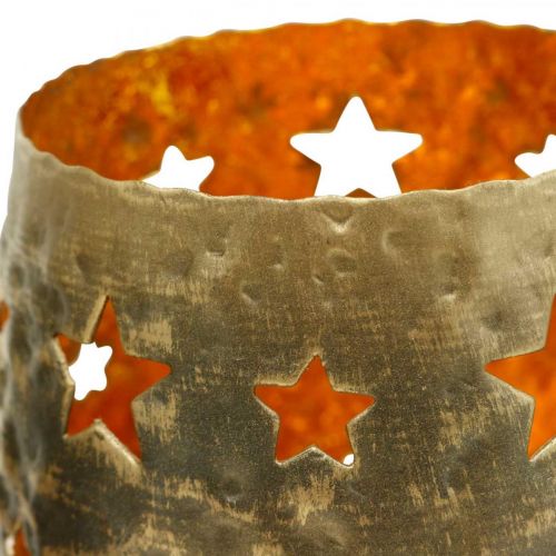 Floristik24 Teelichthalter Weihnachtsdeko Sterne Antik Optik Metall Golden Ø9cm H13cm