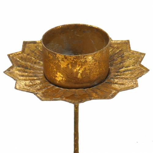Floristik24 Teelichthalter zum Stecken Metall in Gold Ø9cm H9cm 4St