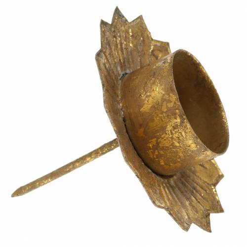 Artikel Teelichthalter zum Stecken Metall in Gold Ø9cm H9cm 4St