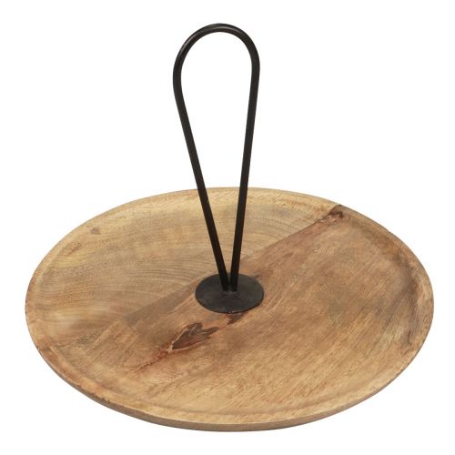 Floristik24 Deko Tablett Holz Dekoteller Holz mit Griff Ø30cm H24cm