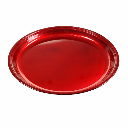 Floristik24 Dekoteller aus Metall Rot mit Glasureffekt Ø50cm