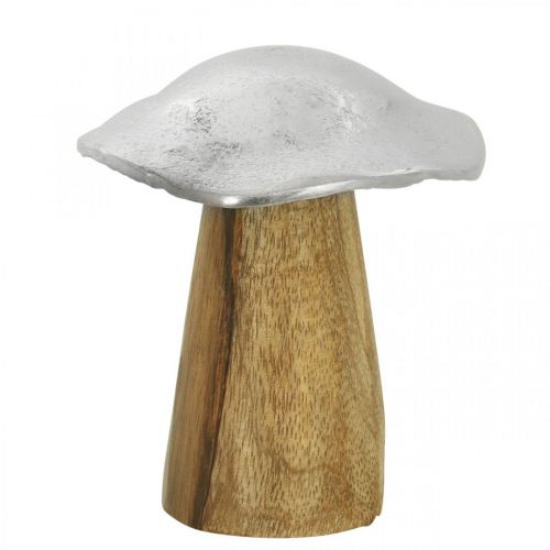 Floristik24 Tischdeko Deko Pilz Metall Holz Silbern Holzpilz H10cm