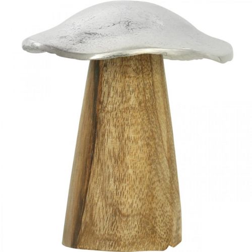 Floristik24 Tischdeko Deko Pilz Metall Holz Silbern Holzpilz H10cm