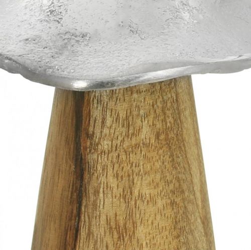 Floristik24 Tischdeko Deko Pilz Metall Holz Silbern Holzpilz H10cm