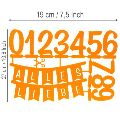 Tischdekoration Filz Streudeko und Kuchentopper Set 27,5 x 19,5 cm Gelb und Orange | Floristik24.at
