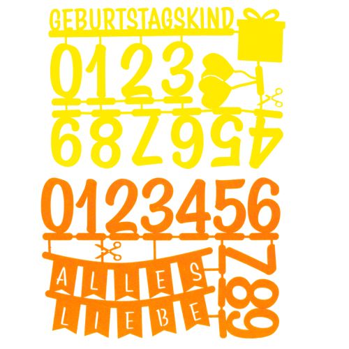 Tischdekoration Filz Streudeko und Kuchentopper Set 27,5 x 19,5 cm Gelb und Orange | Floristik24.at
