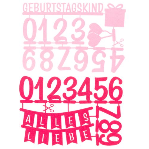 Filz-Set Tisch- und Kuchendekoration Rosa Pink 27,5 x 19,5 cm | Floristik24.at