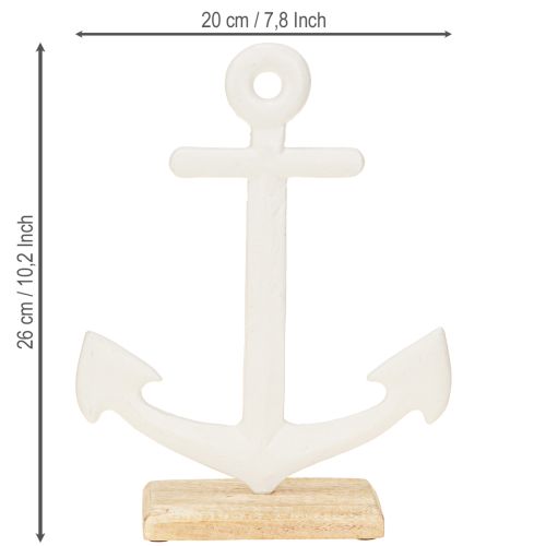 Artikel Tischdeko Maritim Anker auf Sockel Weiß Natur 20x5x26cm