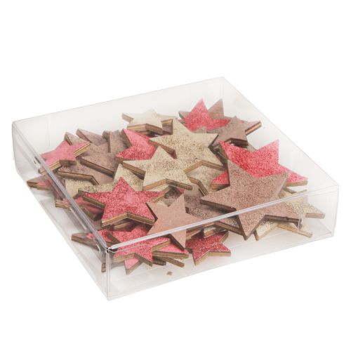 Artikel Tischdeko Sterne Holz Weihnachten 3 Farben Ø3–5cm 48 St