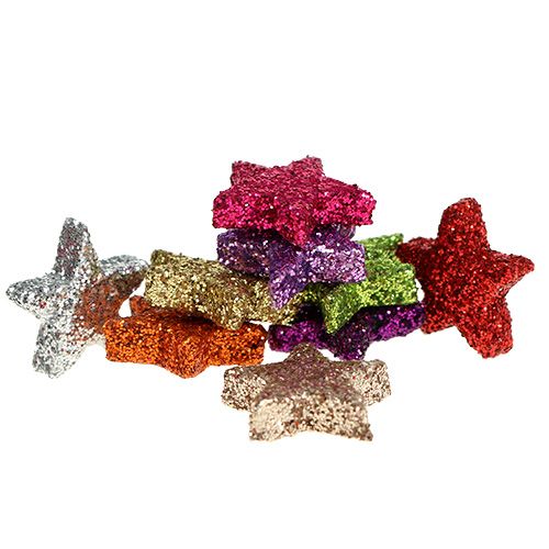 Floristik24 Tischdeko Sterne bunt sort. 1,5cm mit Glimmer 144St