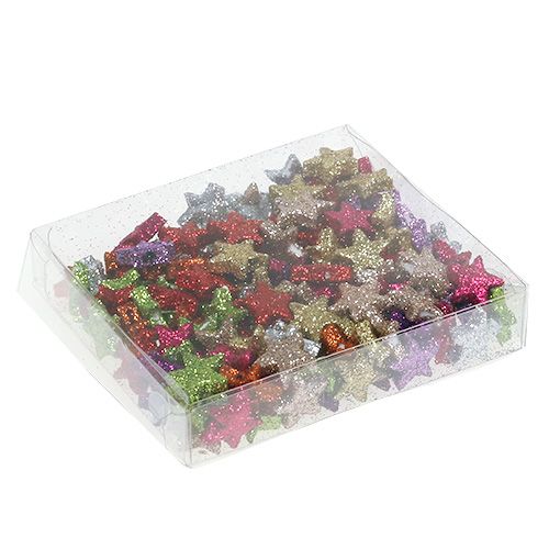 Floristik24 Tischdeko Sterne bunt sort. 1,5cm mit Glimmer 144St