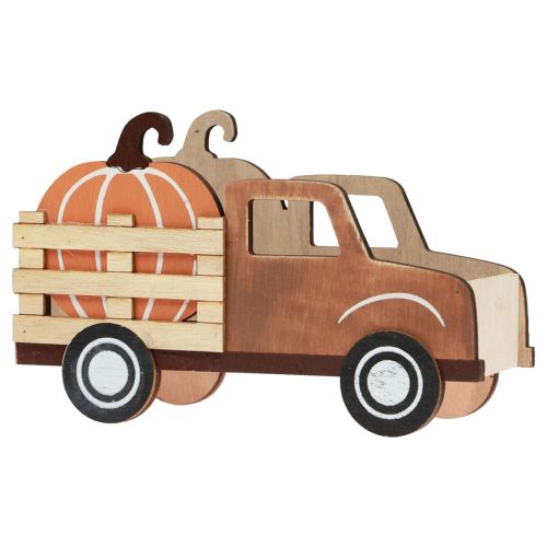 Tischdeko Herbst Kürbis Deko Lieferwagen Holz 20×7,5×12,5cm