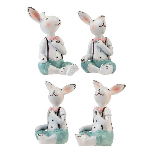 Artikel Tischdeko Ostern Hasenjungen Weiß Blau Rosa 8,5cm 4St