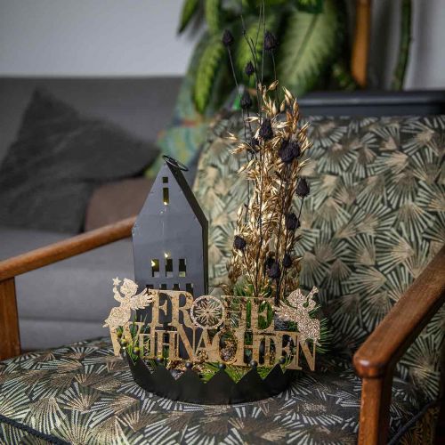 Floristik24 Tischdeko Weihnachten Krone Schwarz Gold Ø25,5cm H6cm