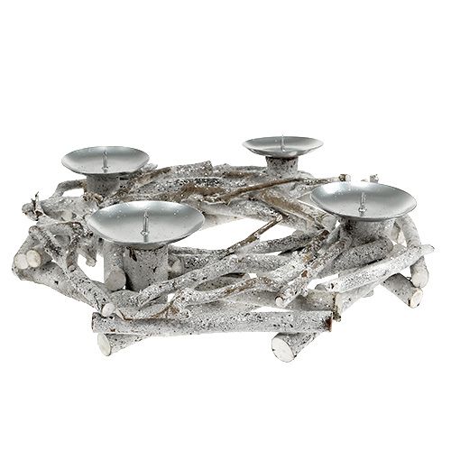 Floristik24 Tischkranz mit Kerzenhalter Ø32cm geweißt