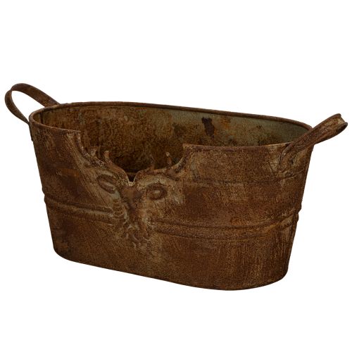Oval Metallschale mit Griffen und Hirschmotiv Rostoptik 36 cm bestellen | Floristik24.at