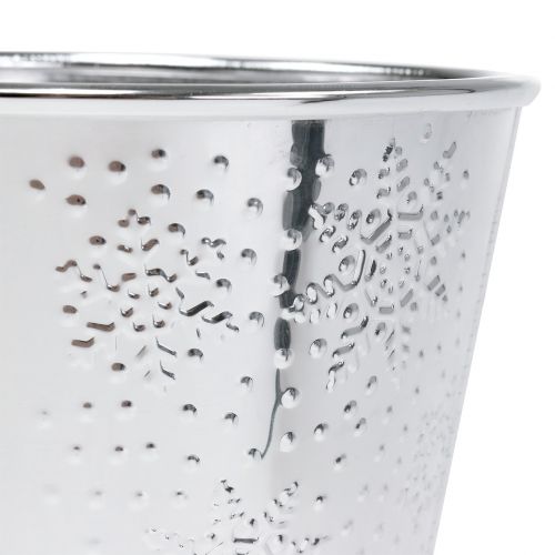 Floristik24 Topf mit Schneeflocken Ø12,5cm H10cm 4St