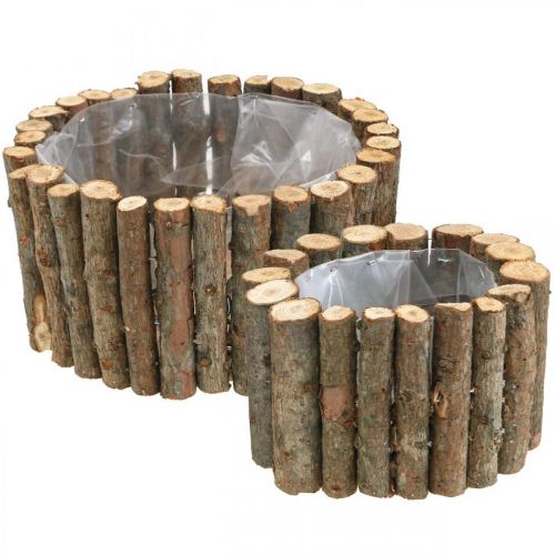 Floristik24 Pflanzschale Rund Natur Birke Äste Ø14/20cm 2er-Set