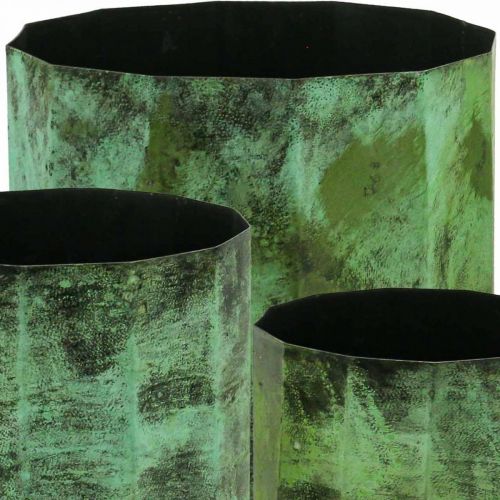 Floristik24 Übertopf Grün Blumentopf Metall Ø26cm/20cm/16cm 3er-Set
