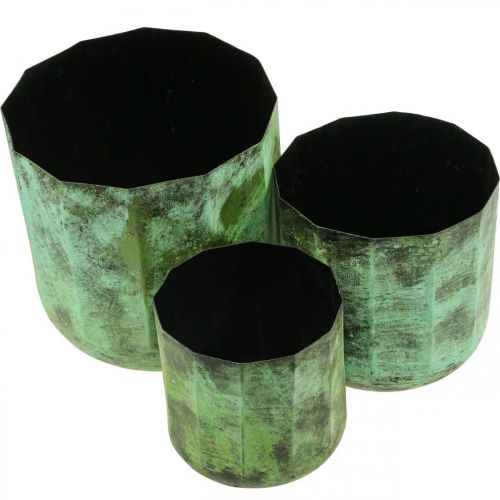 Floristik24 Übertopf Grün Blumentopf Metall Ø26cm/20cm/16cm 3er-Set