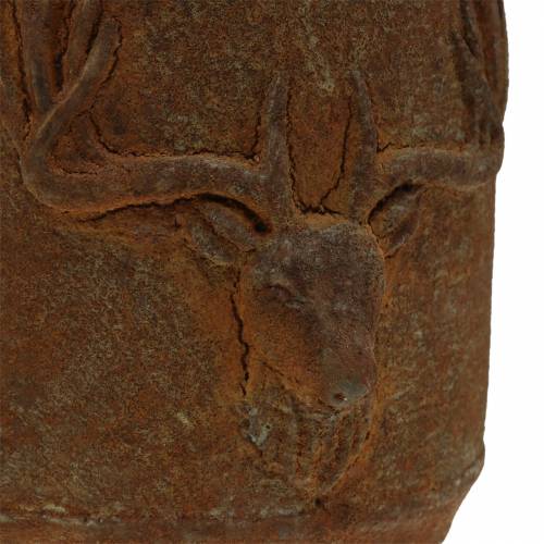 Floristik24 Pflanztopf Rostpatina mit Hirschkopf Ø13,5cm H13cm