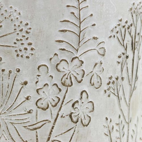 Artikel Beton Blumentopf Weiß mit Relief Blumen Vintage Ø16cm