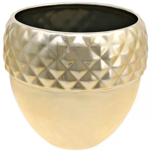 Artikel Übertopf Keramik Eichel Golden Weihnachtsdeko Ø18cm H16,5cm