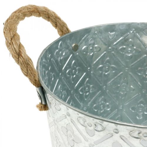 Floristik24 Dekotopf aus Metall, Pflanztopf mit Blumenmuster, Metallgefäß zum Bepflanzen Ø20,5cm