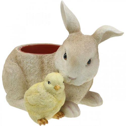 Floristik24 Osterdeko zum Bepflanzen, Hase und Küken, Frühling, Pflanztopf H24cm L30cm