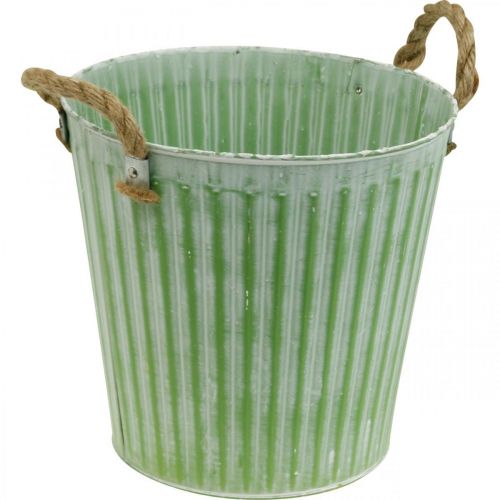 Artikel Deko-Topf, Metalleimer zum Bepflanzen, Pflanzgefäß mit Henkeln, Rosa/Grün/Gelb Shabby Chic Ø14,5cm H13cm 3er-Set