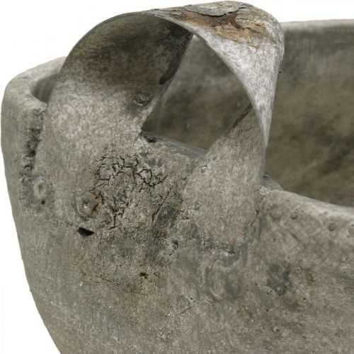 Floristik24 Beton-Schale Weiß Grau Braun mit Griffen Antik L28cm