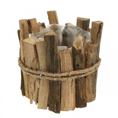 Floristik24 Blumentopf Holz Pflanzgefäß rustikal Natur H11,5cm Ø9cm