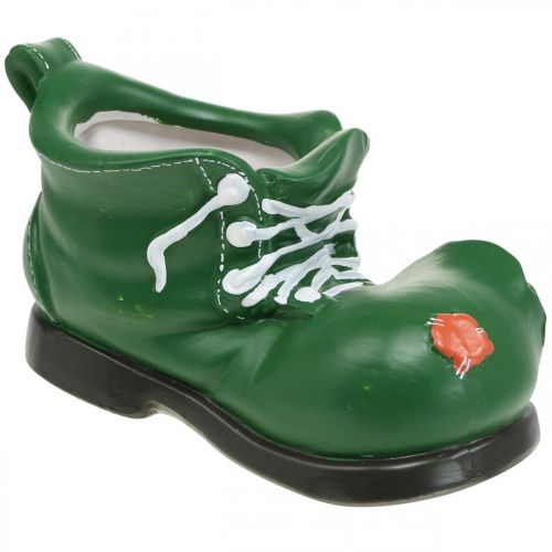 Artikel Übertopf Deko, grüner Schuh mit Igel, Keramik 14x13cm H13cm