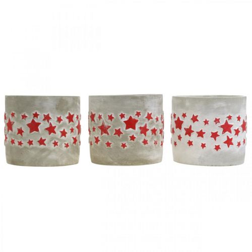 Artikel Übertopf mit Sternen, Keramikdeko Beton-Optik, Pflanzgefäß Weihnachten Ø12,5cm H11cm 3St