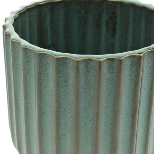 Floristik24 Pflanztopf, Keramikgefäß, Übertopf gewellt Grün, Braun Ø11,5cm H12,5cm