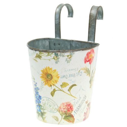 Floristik24 Pflanztopf mit Blumendesign zum Hängen H14,5cm