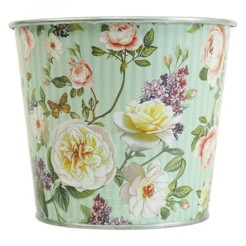 Floristik24 Blumentopf Rosen Übertopf Metall Sommer Ø12cm H10,5cm