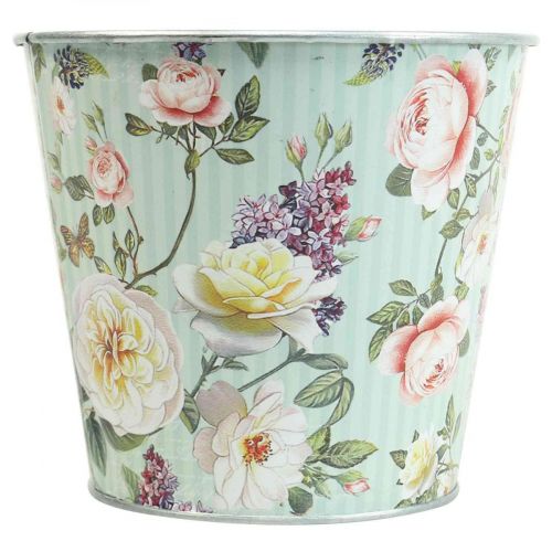 Floristik24 Blumentopf Rosen Übertopf Metall Sommer Ø14cm H12,5cm