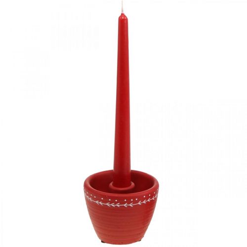 Floristik24 Übertopf Rot mit Kerzenhalter Dekotopf Beton Ø10cm H8cm 4St