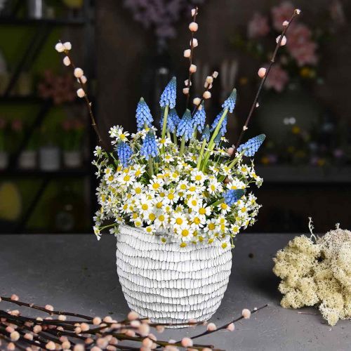 Floristik24 Übertopf Beton Weiß Vintage Blumentopf Waben H13cm Ø12,5cm 2St