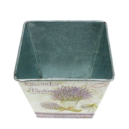 Floristik24 Blechtopf mit Lavendelmotiv eckig 3-Set