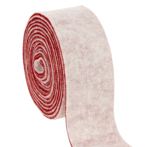 Topfband aus 100 % Wollfilz, 7,5 cm breit, 5 m, Weiß und Rot für Blumentöpfe | Floristik24.at