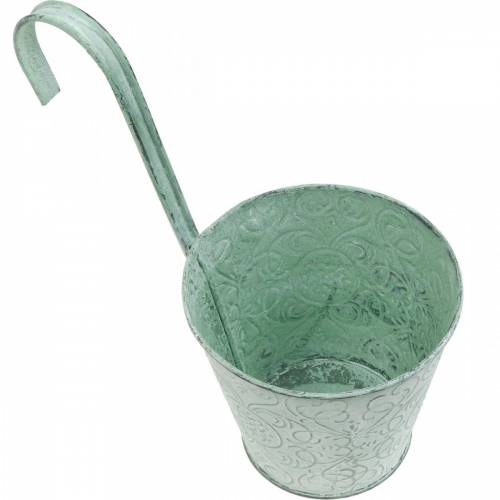 Floristik24 Blumentopf zum Hängen Vintage-Look Pflanztopf Grün Weiß gewaschen Ø11,5cm