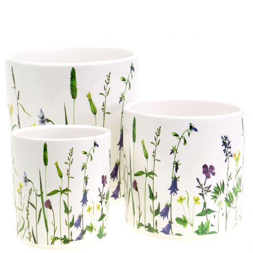 Floristik24 Übertopf Blumendesign Ø12/10/8cm 3er Set