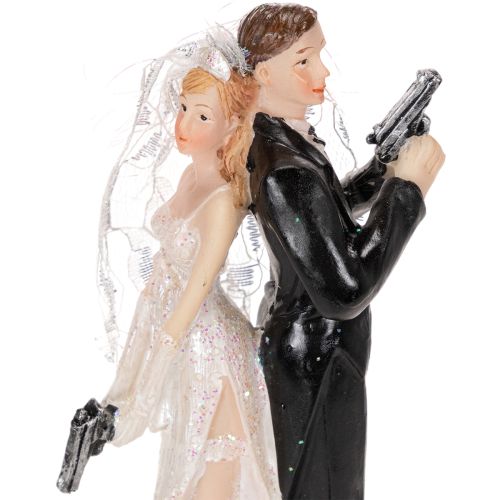 Tortenfigur Brautpaar aus Polyresin 15,5cm Hochzeitstorte Agenten-Motiv | Floristik24.at