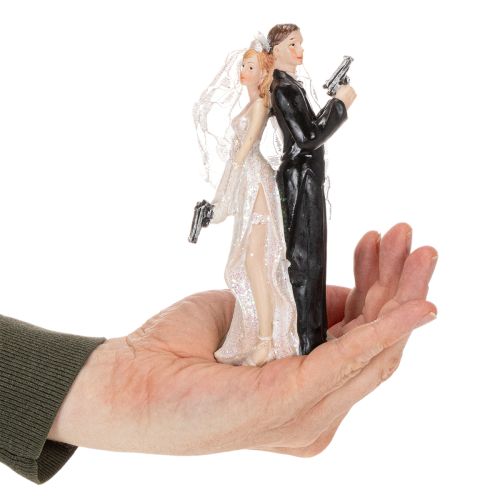 Tortenfigur Brautpaar aus Polyresin 15,5cm Hochzeitstorte Agenten-Motiv | Floristik24.at