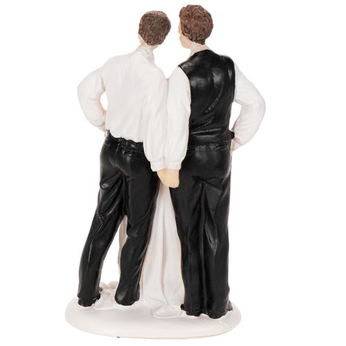 Tortenfigur Männerpaar mit Hochzeitstorte 16,5cm Polyresin Weiß | Floristik24.at
