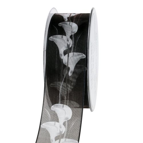 Trauerband Schwarz mit Calla 40mm 15m