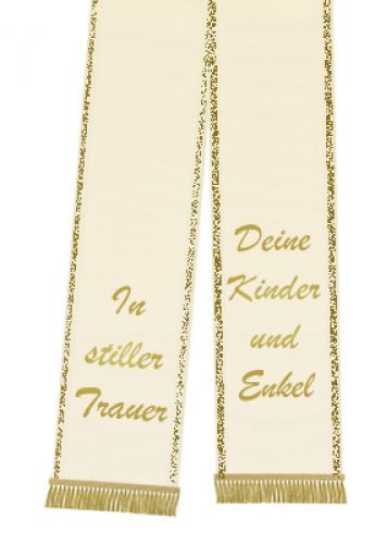 Floristik24 Trauerband bedruckt 125mm x 75cm creme